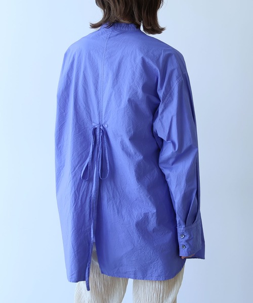 yuni コットンキャッチワッシャーmoe sleevesバックリボンブラウス AMBIDEX Store △○コットンキャッチワッシャーmoe sleeves