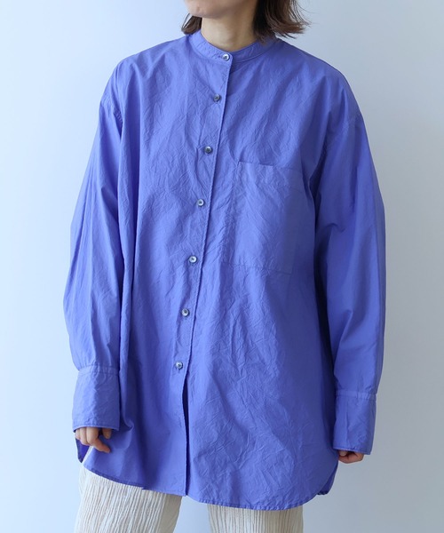 △コットンキャッチワッシャーmoe sleeves バックリボンブラウス