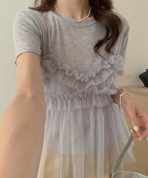 フリルチュールキャミ＆Tシャツセット