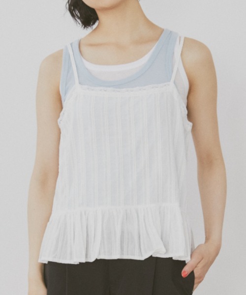 MERLOT(メルロー)の「コットンレースキャミビスチェ(キャミソール・レディース・ホワイト・FREE)」の2枚目の写真