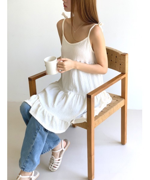 MINS MINIS(ミンスミニス)の「キャミチュニックフリルワンピース(ワンピース・レディース・ベージュ/アイボリー/ブラック・FREE)」の22枚目の写真