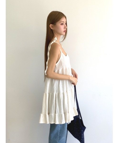 MINS MINIS(ミンスミニス)の「キャミチュニックフリルワンピース(ワンピース・レディース・ベージュ/アイボリー/ブラック・FREE)」の20枚目の写真