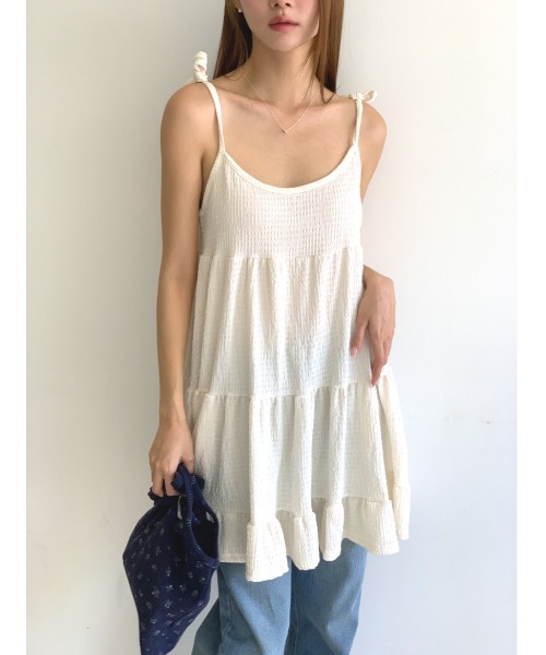 MINS MINIS(ミンスミニス)の「キャミチュニックフリルワンピース(ワンピース・レディース・ベージュ/アイボリー/ブラック・FREE)」の19枚目の写真