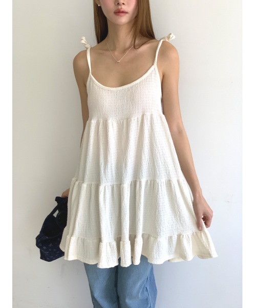 MINS MINIS(ミンスミニス)の「キャミチュニックフリルワンピース(ワンピース・レディース・ベージュ/アイボリー/ブラック・FREE)」の18枚目の写真