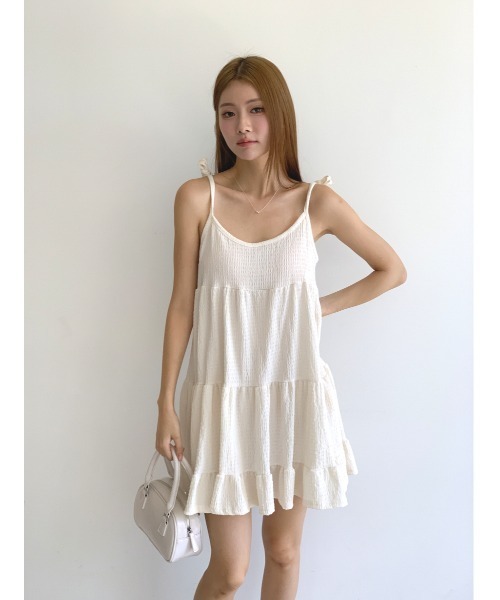 MINS MINIS(ミンスミニス)の「キャミチュニックフリルワンピース(ワンピース・レディース・ベージュ/アイボリー/ブラック・FREE)」の14枚目の写真