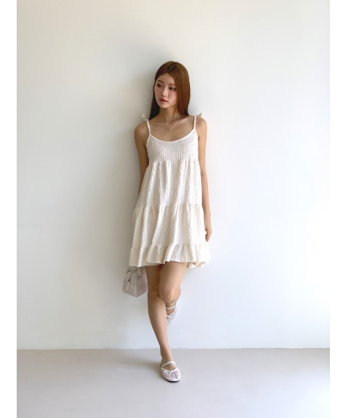 MINS MINIS(ミンスミニス)の「キャミチュニックフリルワンピース(ワンピース・レディース・ベージュ/アイボリー/ブラック・FREE)」の12枚目の写真