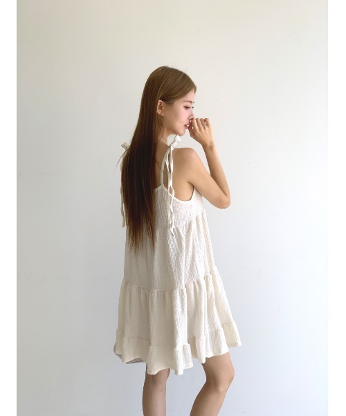 MINS MINIS(ミンスミニス)の「キャミチュニックフリルワンピース(ワンピース・レディース・ベージュ/アイボリー/ブラック・FREE)」の8枚目の写真