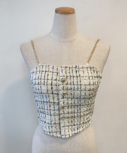 PRIVATE  BEACH（プライベートビーチ）の「ファンシーツイードコルセットベアトップ（タンクトップ・レディース・ブラック/ピンク/ホワイト・FREE）」の16枚目の写真