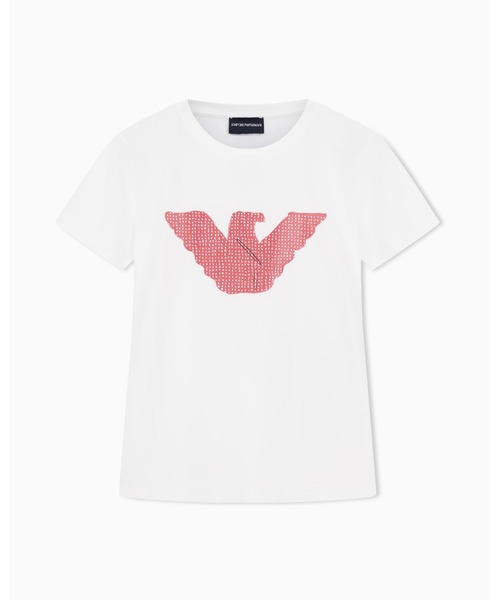 tシャツ 「エンポリオ アルマーニ」ASV スリムフィットTシャツ ストレッチジャージー オーバーサイズイーグルパターン レディース ASV スリムフィットTシャツ ストレッチジャージー オーバー