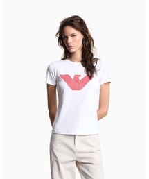【エンポリオ アルマーニ】ASV スリムフィットTシャツ ストレッチジャージー オーバーサイズイーグルパターン