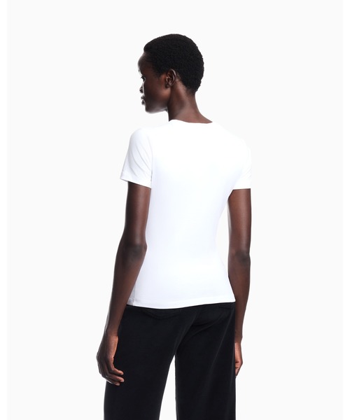 EMPORIO ARMANI（エンポリオアルマーニ）の「【エンポリオ アルマーニ】ASV スリムフィットTシャツ ストレッチジャージー オーバーサイズイーグルパターン（Tシャツ/カットソー・レディース・ブラック/ホワイト/ホワイト系その他/ネイビー・X-SMALL/SMALL/MEDIUM/LARGE）」の8枚目の写真