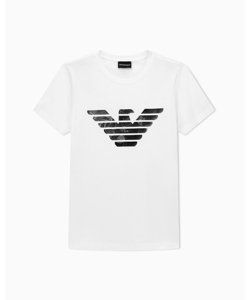 EMPORIO ARMANI（エンポリオアルマーニ）の「【エンポリオ アルマーニ】ASV スリムフィットTシャツ ストレッチジャージー オーバーサイズイーグルパターン（Tシャツ/カットソー・レディース・ブラック/ホワイト/ホワイト系その他/ネイビー・X-SMALL/SMALL/MEDIUM/LARGE）」の6枚目の写真