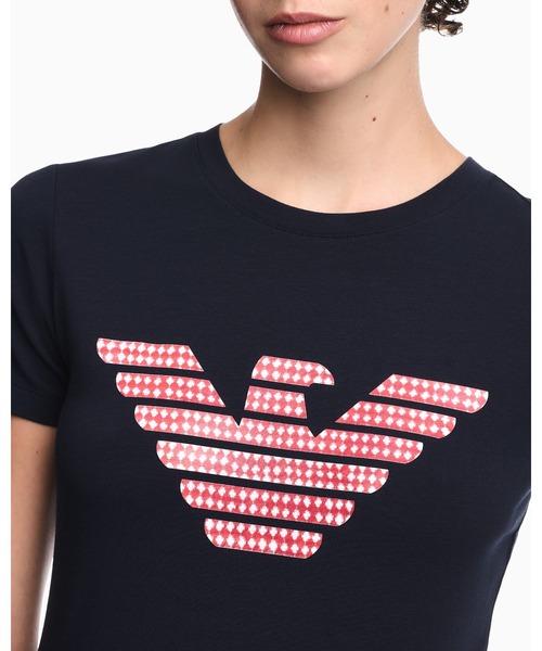 EMPORIO ARMANI（エンポリオアルマーニ）の「【エンポリオ アルマーニ】ASV スリムフィットTシャツ ストレッチジャージー オーバーサイズイーグルパターン（Tシャツ/カットソー・レディース・ブラック/ホワイト/ホワイト系その他/ネイビー・X-SMALL/SMALL/MEDIUM/LARGE）」の12枚目の写真