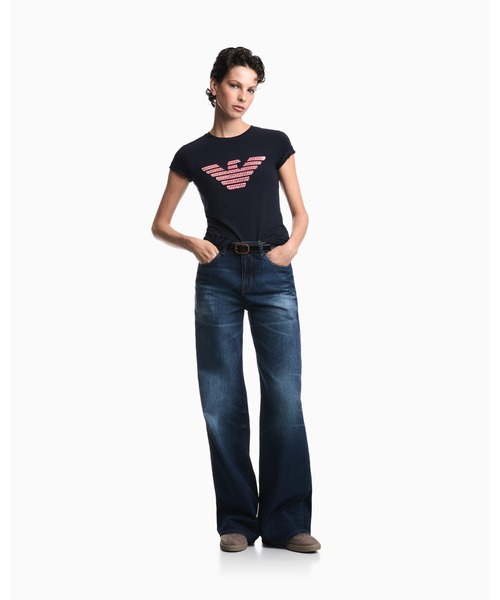 EMPORIO ARMANI（エンポリオアルマーニ）の「【エンポリオ アルマーニ】ASV スリムフィットTシャツ ストレッチジャージー オーバーサイズイーグルパターン（Tシャツ/カットソー・レディース・ブラック/ホワイト/ホワイト系その他/ネイビー・X-SMALL/SMALL/MEDIUM/LARGE）」の13枚目の写真