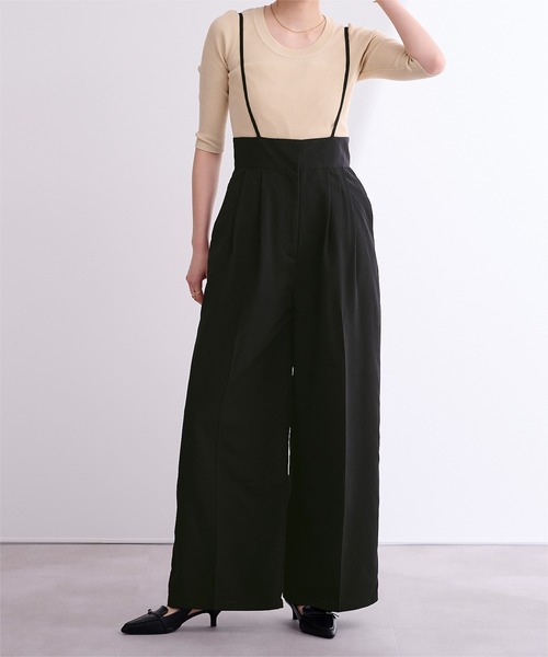 UR'S（ユアーズ）の「タックワイドサロペット（サロペット/オーバーオール・レディース・グレー/ブラック・M）」の9枚目の写真