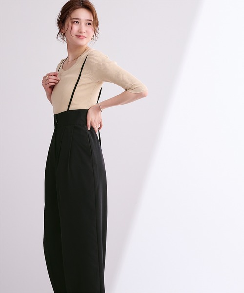 UR'S（ユアーズ）の「タックワイドサロペット（サロペット/オーバーオール・レディース・グレー/ブラック・M）」の8枚目の写真