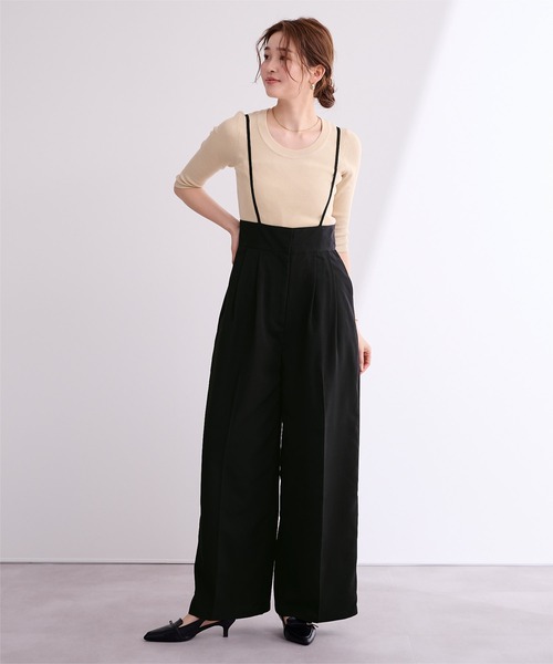 UR'S（ユアーズ）の「タックワイドサロペット（サロペット/オーバーオール・レディース・グレー/ブラック・M）」の6枚目の写真