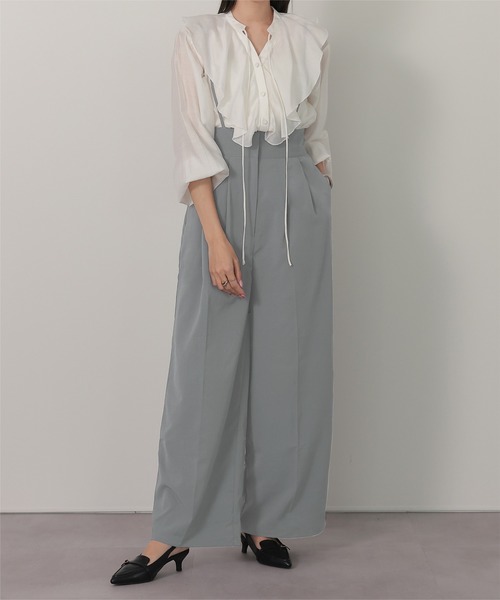 UR'S（ユアーズ）の「タックワイドサロペット（サロペット/オーバーオール・レディース・グレー/ブラック・M）」の3枚目の写真