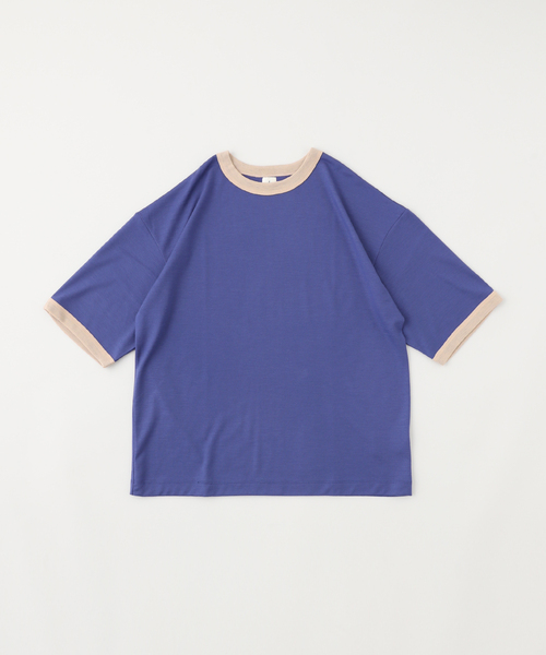 EDIFICE(エディフィス)の「E.Super100'sPLATING RINGER Tシャツ(Tシャツ/カットソー・メンズ・グリーン/ホワイト/パープル・2/3)」の1枚目の写真