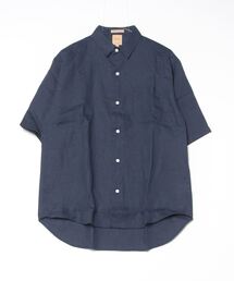 美品 Sanca スキッパー リネンシャツ サンカ ネイビー Sanca】サンカ / JAPAN LINEN MINI REGULAR S/SLEEVE（シャツ