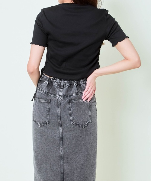 GORGE(ゴージ)の「《クマプリント×ドロスト》レディース クロップドTシャツ サイド絞りトップス 春夏秋(Tシャツ/カットソー・レディース・ブラウン/ブラック/オフホワイト・F)」の11枚目の写真