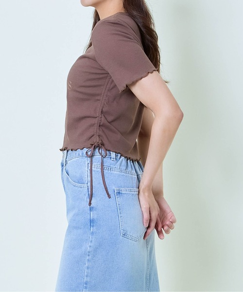 GORGE(ゴージ)の「《クマプリント×ドロスト》レディース クロップドTシャツ サイド絞りトップス 春夏秋(Tシャツ/カットソー・レディース・ブラウン/ブラック/オフホワイト・F)」の14枚目の写真