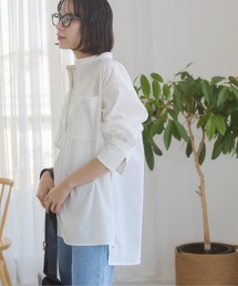 バンドカラー チュニック シャツ / 長袖 / オフィスカジュアル / 通勤 / 春服
