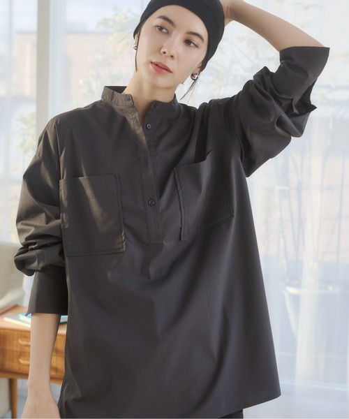 バンドカラー チュニック シャツ (長袖)（シャツ/ブラウス