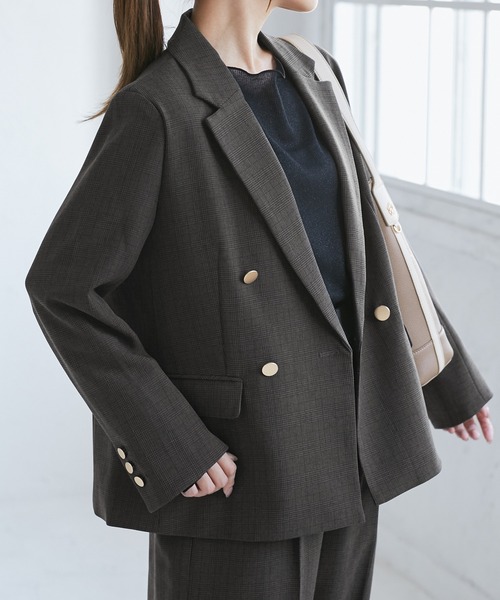 ROPE' PICNIC(ロペピクニック)の「【低身長・小柄さんサイズ】レディハンサムシリーズ ウールライク金ボタンジャケット(半裏地)(テーラードジャケット・レディース・ブラック系その他/ベージュ系その他2/ネイビー/グレー/ライトグレー・FREE)」の2枚目の写真