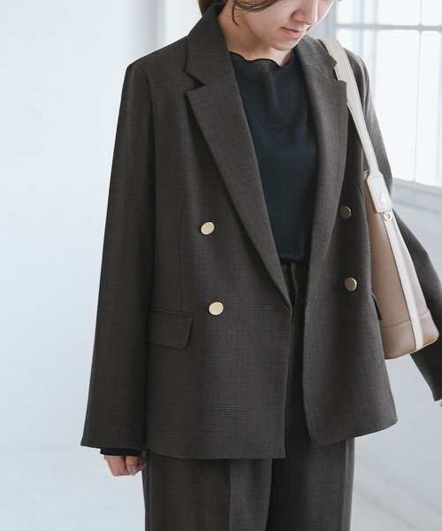 ROPE' PICNIC(ロペピクニック)の「【低身長・小柄さんサイズ】レディハンサムシリーズ ウールライク金ボタンジャケット(半裏地)(テーラードジャケット・レディース・ブラック系その他/ベージュ系その他2/ネイビー/グレー/ライトグレー・FREE)」の8枚目の写真