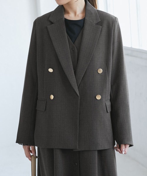 ROPE' PICNIC(ロペピクニック)の「【低身長・小柄さんサイズ】レディハンサムシリーズ ウールライク金ボタンジャケット(半裏地)(テーラードジャケット・レディース・ブラック系その他/ベージュ系その他2/ネイビー/グレー/ライトグレー・FREE)」の11枚目の写真