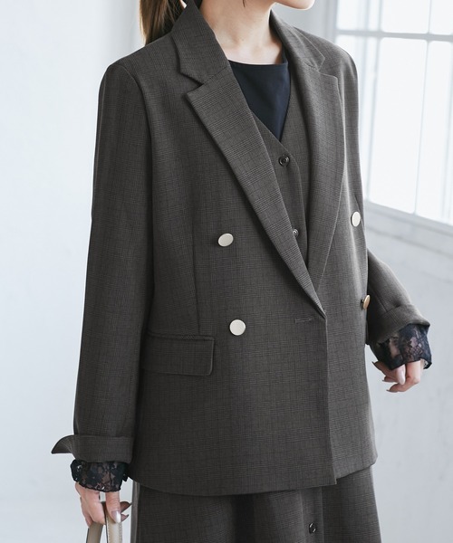 ROPE' PICNIC(ロペピクニック)の「【低身長・小柄さんサイズ】レディハンサムシリーズ ウールライク金ボタンジャケット(半裏地)(テーラードジャケット・レディース・ブラック系その他/ベージュ系その他2/ネイビー/グレー/ライトグレー・FREE)」の12枚目の写真