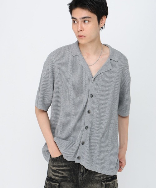 3.3 Field Trip （3.3フィールドトリップ）の「3.3 Field Trip／開襟ニット半袖カーディガン（カーディガン/ボレロ・メンズ・ベージュ/グレー/ブラック・LARGE/MEDIUM）」の12枚目の写真