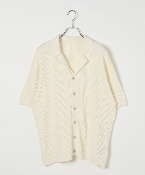 3.3 Field Trip （3.3フィールドトリップ）の「3.3 Field Trip／開襟ニット半袖カーディガン（カーディガン/ボレロ・メンズ・ベージュ/グレー/ブラック・LARGE/MEDIUM）」の21枚目の写真