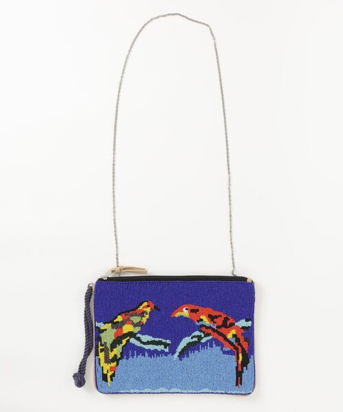 MAISON mou(メゾンムー)の「【Swaraj/スワラージ】バード ビーズポシェット(手刺繍ビーズ)(クラッチバッグ・レディース・ブルー系その他/ブルー系その他2・FREE)」の2枚目の写真