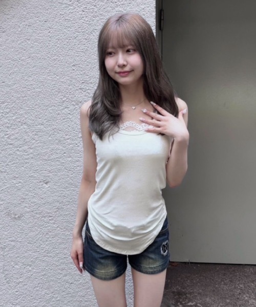 tinkerend(ティンカーエンド)の「Layered Cami Vest / レイヤードキャミベスト(タンクトップ・レディース・ホワイト/ブラック・FREE)」の2枚目の写真
