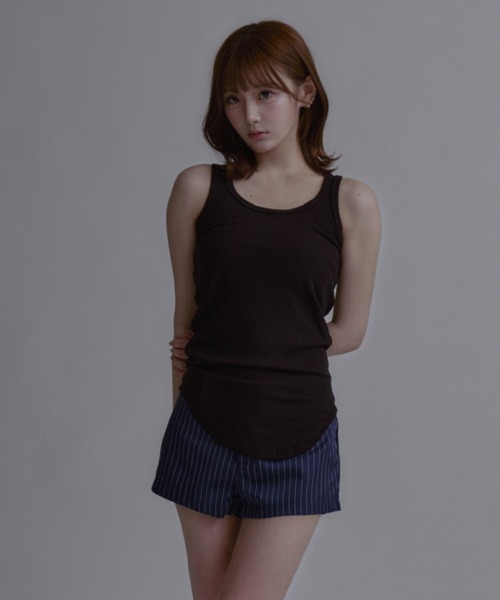 tinkerend(ティンカーエンド)の「Layered Cami Vest / レイヤードキャミベスト(タンクトップ・レディース・ホワイト/ブラック・FREE)」の1枚目の写真