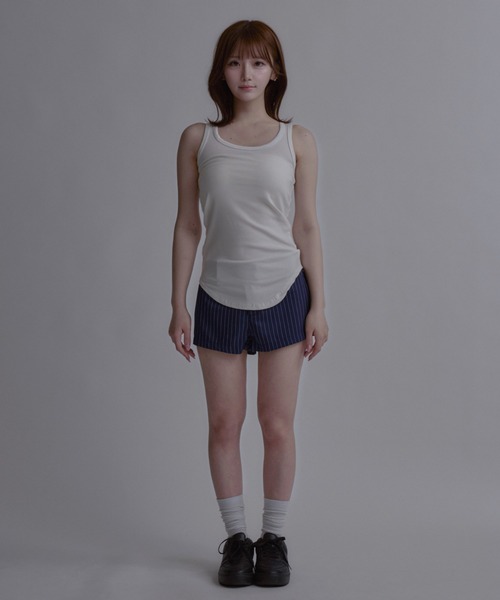 tinkerend(ティンカーエンド)の「Layered Cami Vest / レイヤードキャミベスト(タンクトップ・レディース・ホワイト/ブラック・FREE)」の6枚目の写真
