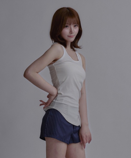 tinkerend(ティンカーエンド)の「Layered Cami Vest / レイヤードキャミベスト(タンクトップ・レディース・ホワイト/ブラック・FREE)」の4枚目の写真