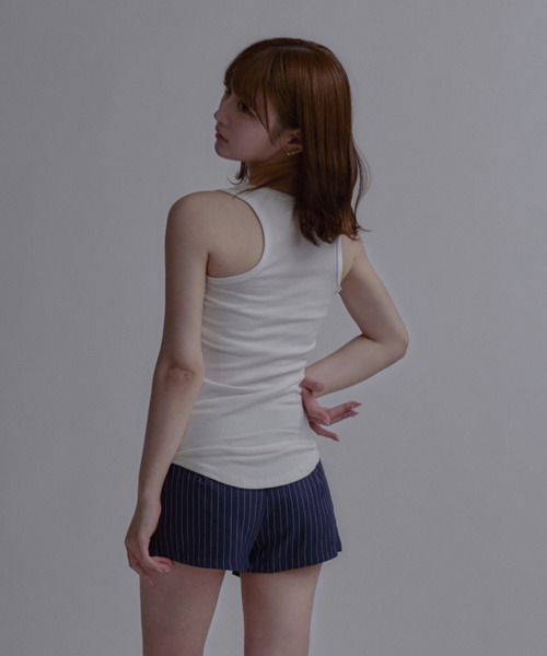 tinkerend(ティンカーエンド)の「Layered Cami Vest / レイヤードキャミベスト(タンクトップ・レディース・ホワイト/ブラック・FREE)」の5枚目の写真