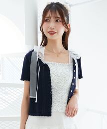 MAJESTIC LEGON | 襟付き透かし柄カーディガン(その他トップス)