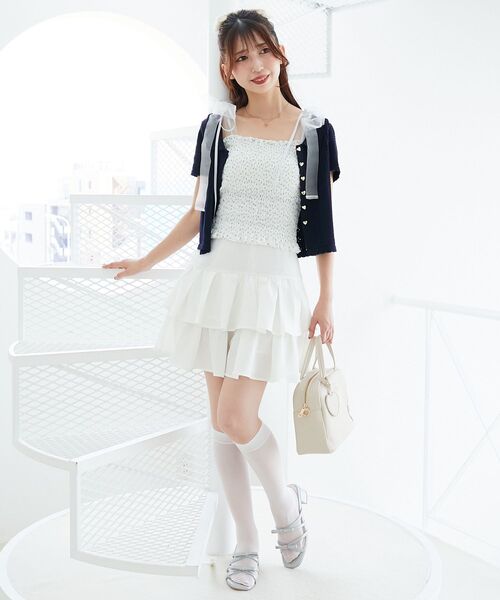 MAJESTIC LEGON（マジェスティックレゴン）の「襟付き透かし柄カーディガン（その他トップス・レディース・グレー/アイボリー/ネイビー/ピンク・MEDIUM）」の13枚目の写真