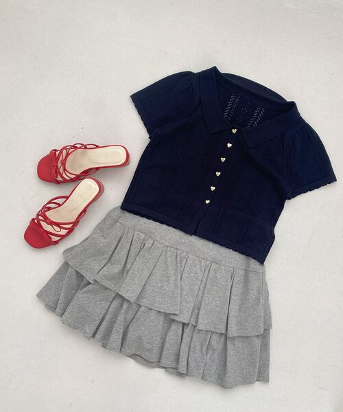 MAJESTIC LEGON（マジェスティックレゴン）の「襟付き透かし柄カーディガン（その他トップス・レディース・グレー/アイボリー/ネイビー/ピンク・MEDIUM）」の16枚目の写真