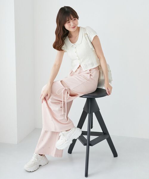 MAJESTIC LEGON（マジェスティックレゴン）の「襟付き透かし柄カーディガン（その他トップス・レディース・グレー/アイボリー/ネイビー/ピンク・MEDIUM）」の17枚目の写真