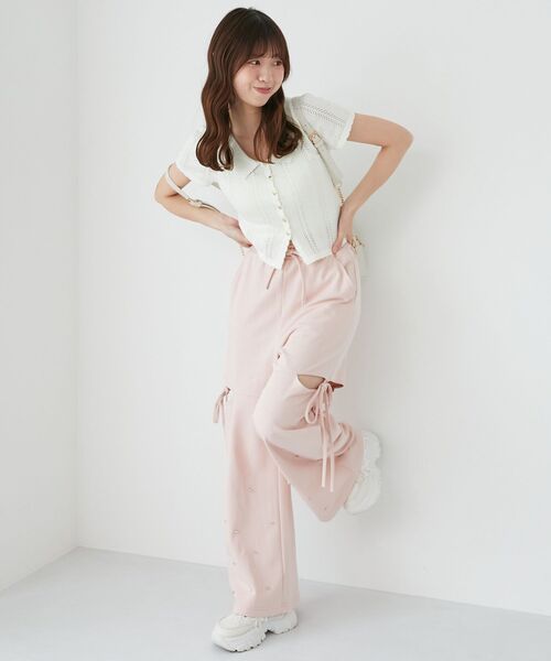 MAJESTIC LEGON（マジェスティックレゴン）の「襟付き透かし柄カーディガン（その他トップス・レディース・グレー/アイボリー/ネイビー/ピンク・MEDIUM）」の18枚目の写真