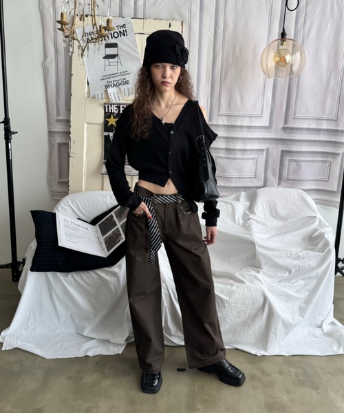 SHAGGIE（シャギー）の「【ViVi掲載】アシンメトリーリブルーズカーディガン（カーディガン/ボレロ・レディース・パープル/ブラック/グレー・FREE）」の18枚目の写真