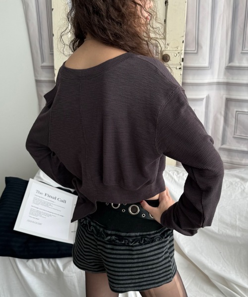 SHAGGIE（シャギー）の「【ViVi掲載】アシンメトリーリブルーズカーディガン（カーディガン/ボレロ・レディース・パープル/ブラック/グレー・FREE）」の5枚目の写真