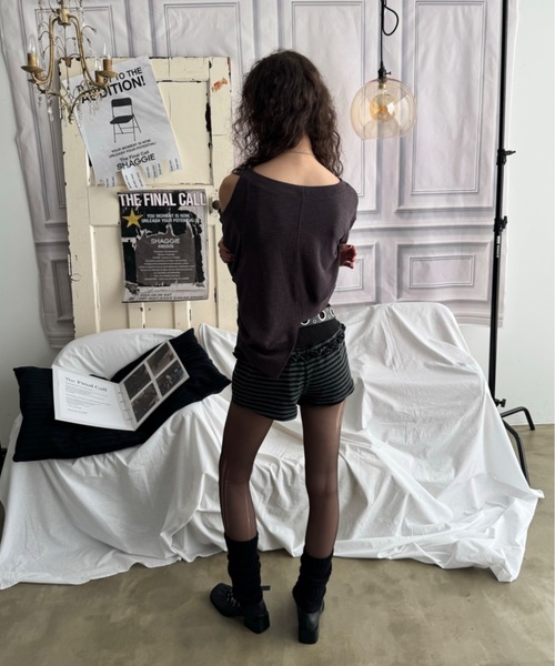 SHAGGIE（シャギー）の「【ViVi掲載】アシンメトリーリブルーズカーディガン（カーディガン/ボレロ・レディース・パープル/ブラック/グレー・FREE）」の8枚目の写真