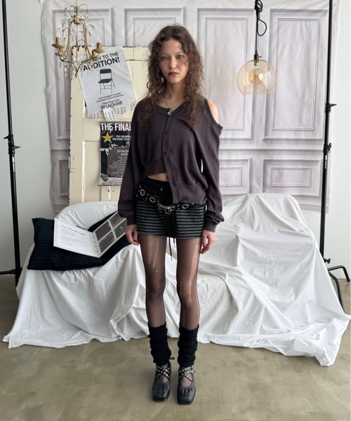 SHAGGIE（シャギー）の「【ViVi掲載】アシンメトリーリブルーズカーディガン（カーディガン/ボレロ・レディース・パープル/ブラック/グレー・FREE）」の6枚目の写真