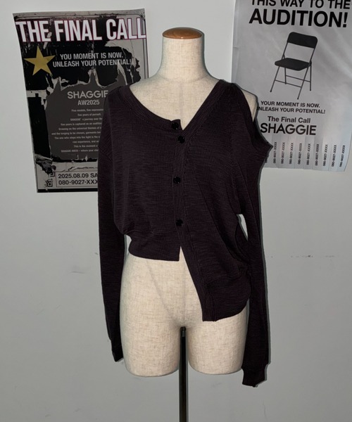 SHAGGIE（シャギー）の「【ViVi掲載】アシンメトリーリブルーズカーディガン（カーディガン/ボレロ・レディース・パープル/ブラック/グレー・FREE）」の9枚目の写真